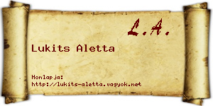 Lukits Aletta névjegykártya